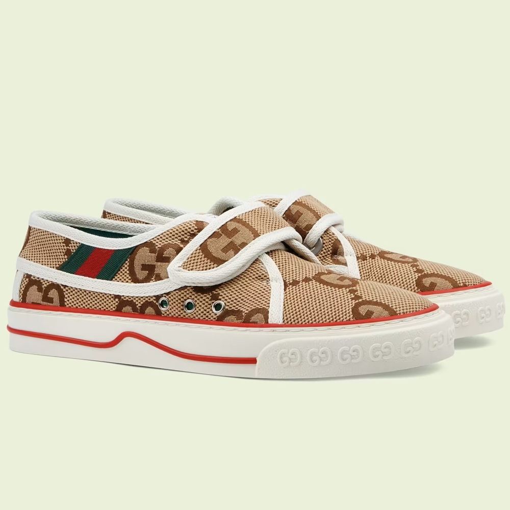 Gucci Women Tennis 1977 Velcro Sneakers in Jumbo GG Canvas