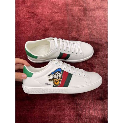 Gucci Women White Ace Sneakers with Disney Donald Duck