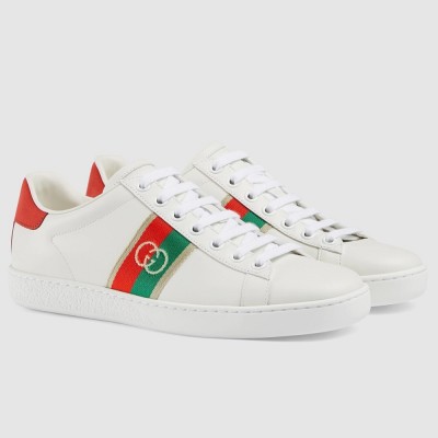 Gucci Women White Ace Sneakers with Interlocking G